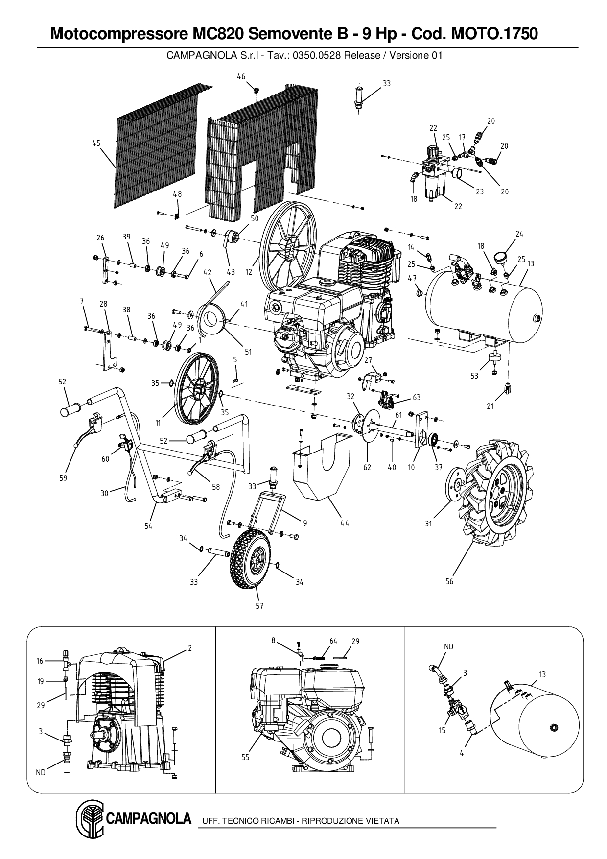 MOTO.1750_Motocompressore MC820 Semovente B – 9 Hp